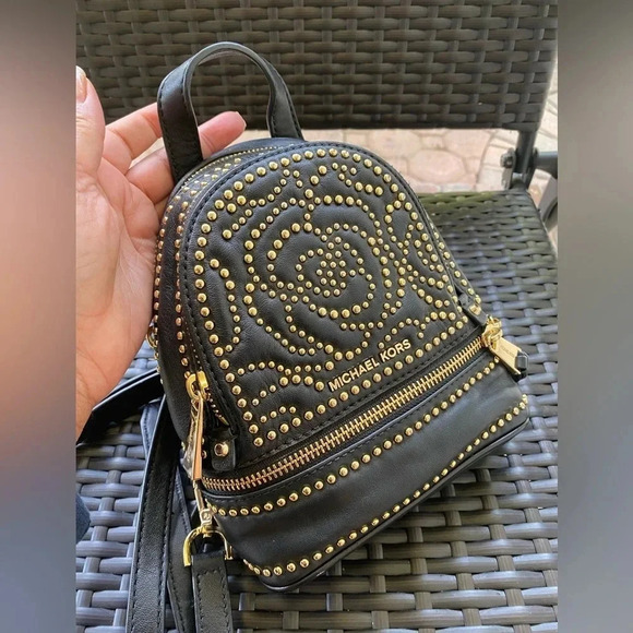 Rhea Medium Rose Studded Leather Backpack main image 10